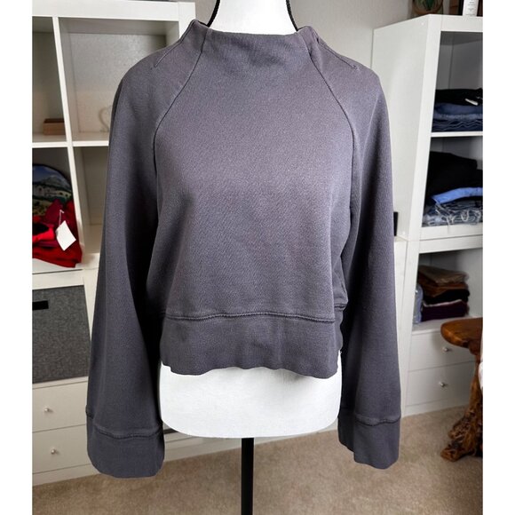 Free people Womens Cropped Sweatshirt Sz M The Class Shanti Top Raglan Sleeves - Picture 6 of 10